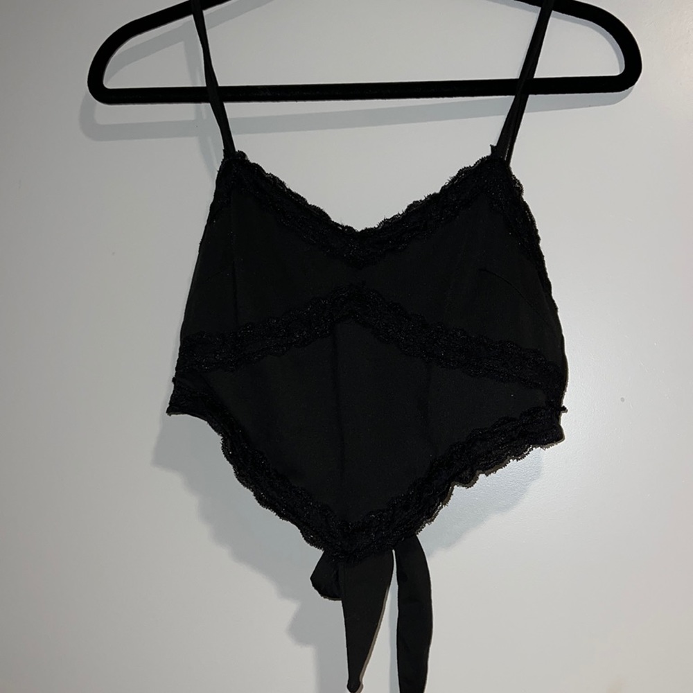 Lace detailed tie back top!